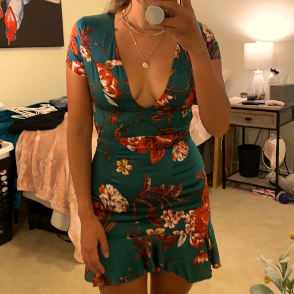 PLT Emerald green floral dress